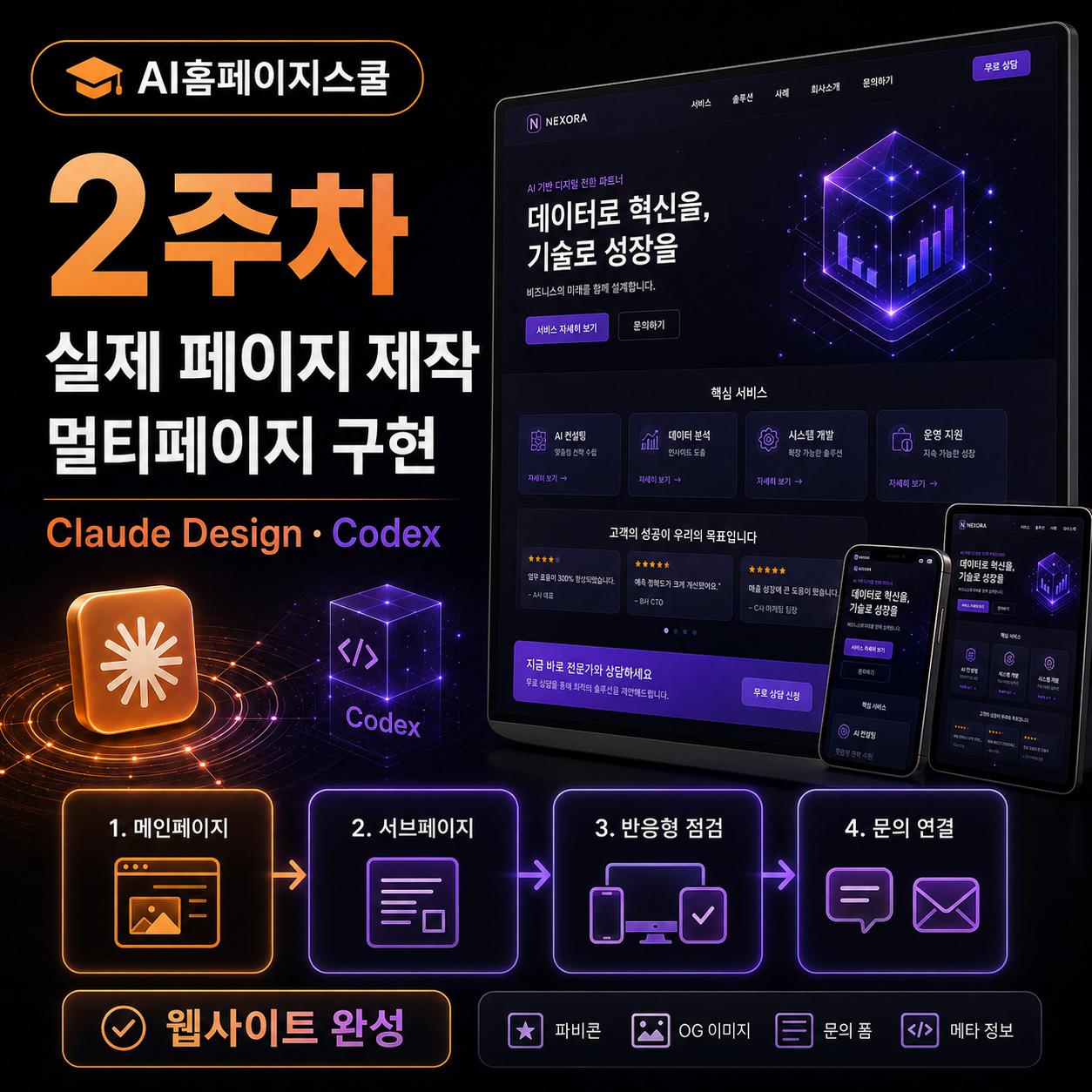 AI홈페이지스쿨 2주차 실제 페이지 제작·멀티페이지 구현 썸네일